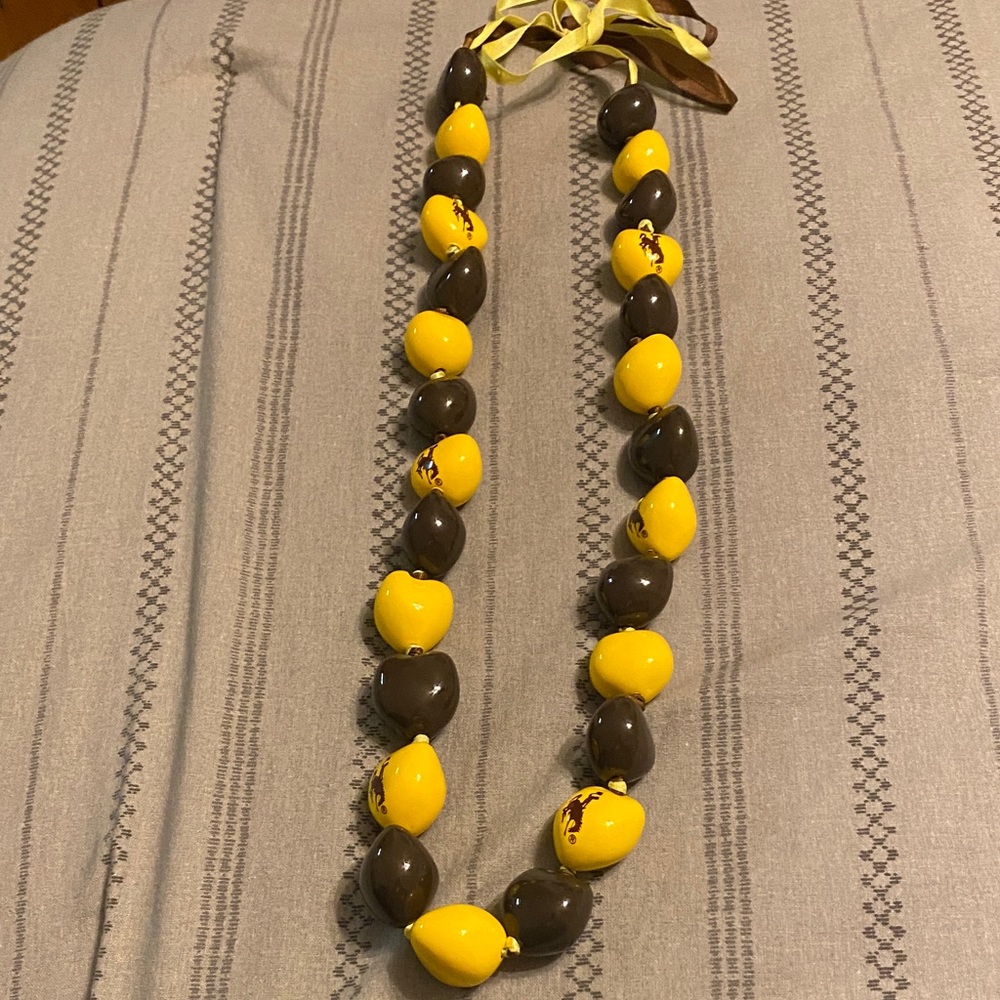 Yellow and Brown Beaded Statement Necklace University of Wyo